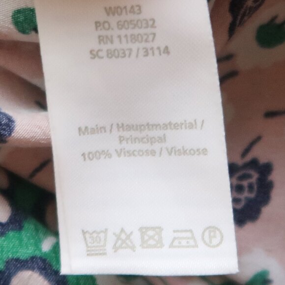 Boden Green Pink Floral 3/4 Sleeve Mini Dress Viscose Boho Spring Summer Size 2 - Picture 15 of 16